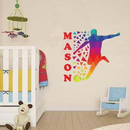 Personalised Crystal Football Boy Wall Sticker Name Vinyl Decal Kids Nursery Bedroom