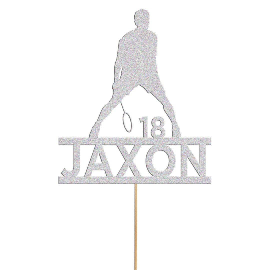 Personalised Badminton Cake Topper: Glitter Decoration With Custom  name & age