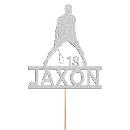 Personalised Badminton Cake Topper: Glitter Decoration With Custom  name & age