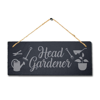 Head Gardener Laser Engraved Hanging Slate Flower Garden Home Decor Plaque Sign