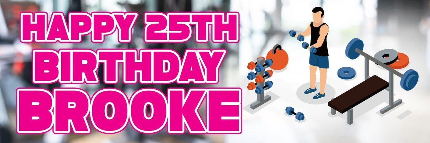 2 Personalised Gym Birthday Party Celebration Banners Decoration Posters