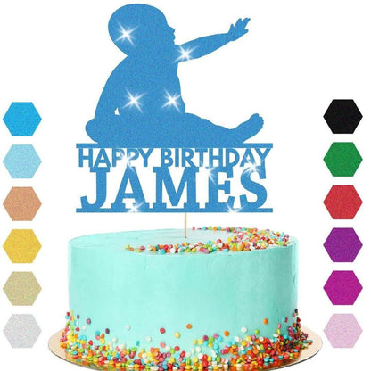 Newborn Baby Cake Topper Personalised Boy Girl Birthday Cake Decoration Any Name & Age