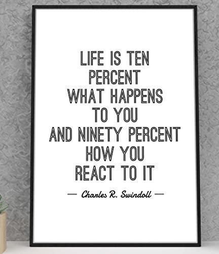 Life Is Ten Percent What Happens Motivational Positive Quote Poster Wall