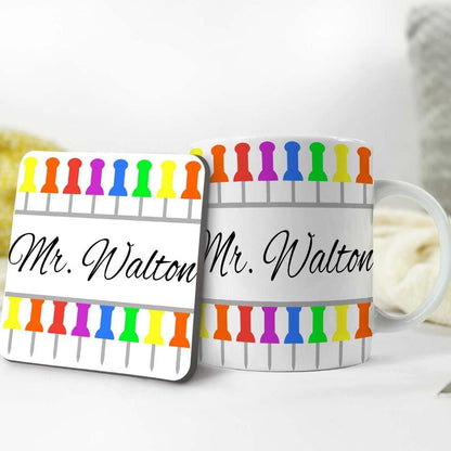 Personalised Teacher Mug & Coaster Set: Custom Name Gift