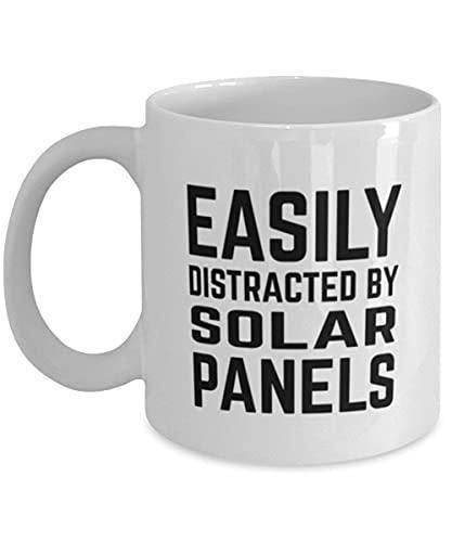 Easily Distracted By Solar Panels Mug: Funny Coffee Cup Gift