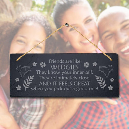 Funny Wedgie Friends Laser Engraved Slate Plaque Sign