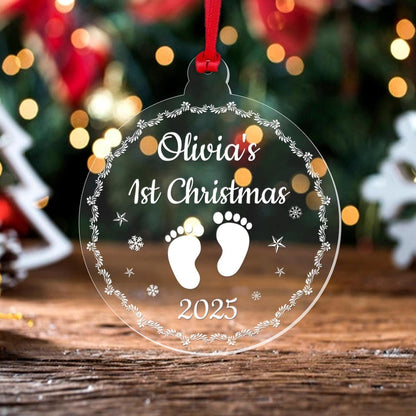 Personalised Babys First Christmas Bauble 1st Xmas Footprints Decoration Gift