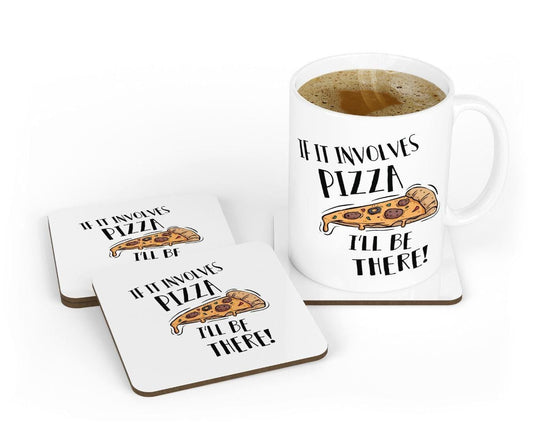 If It Involves Pizza Mug & Coaster Set Funny Pizza Lovers Birthday Office Gift