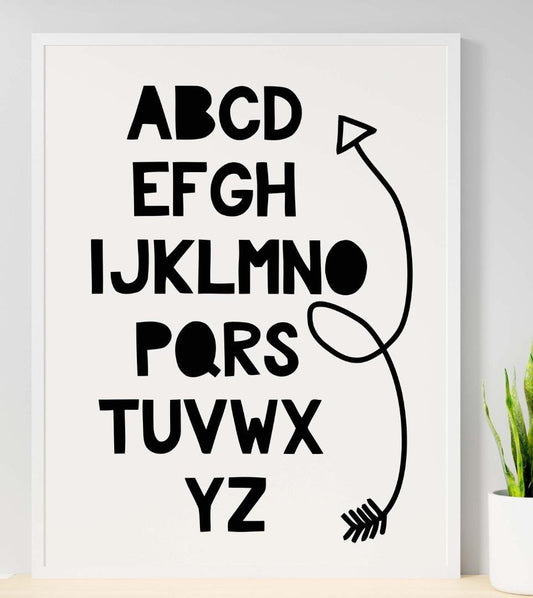 Alphabet Learning Nursery Bedroom Boys Girls Wall Decor Art Poster Print