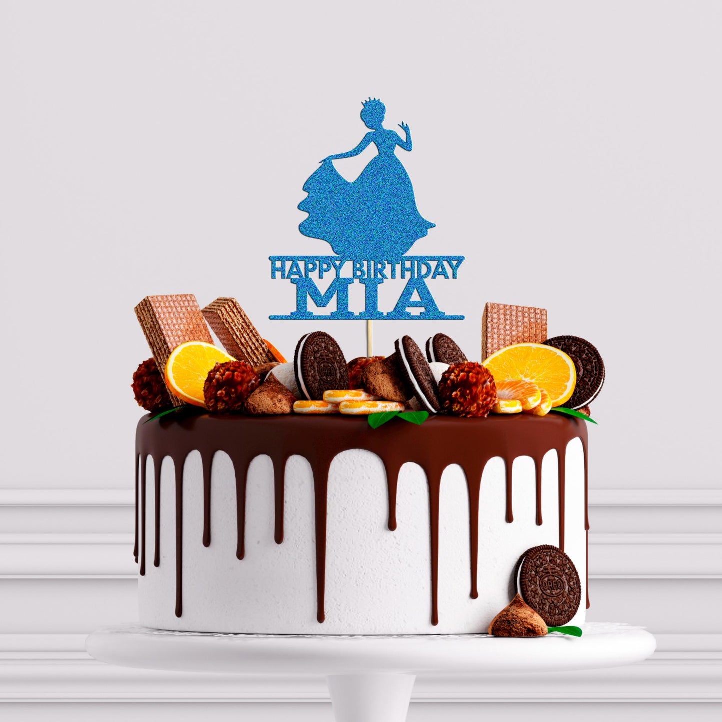 Princess Cake Topper Personalised Ball Gown Decoration for Girls Customise with Any Name