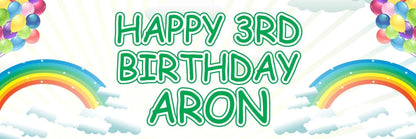 2 Personalised Rainbow Birthday Celebration Banners Rainy Day Decoration Posters