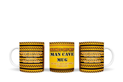 Hands Off Man Cave Mug and Coaster Set: Funny Novelty Gift