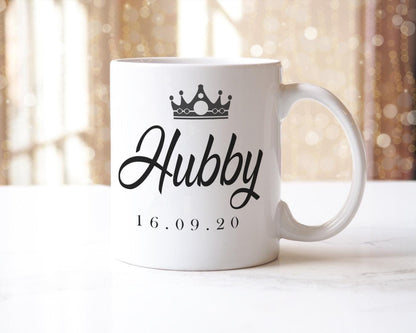 Personalised Hubby Wifey Couple Mugs Gift Wedding Anniversary Present Coffee Couple Mug Set Customdate&name