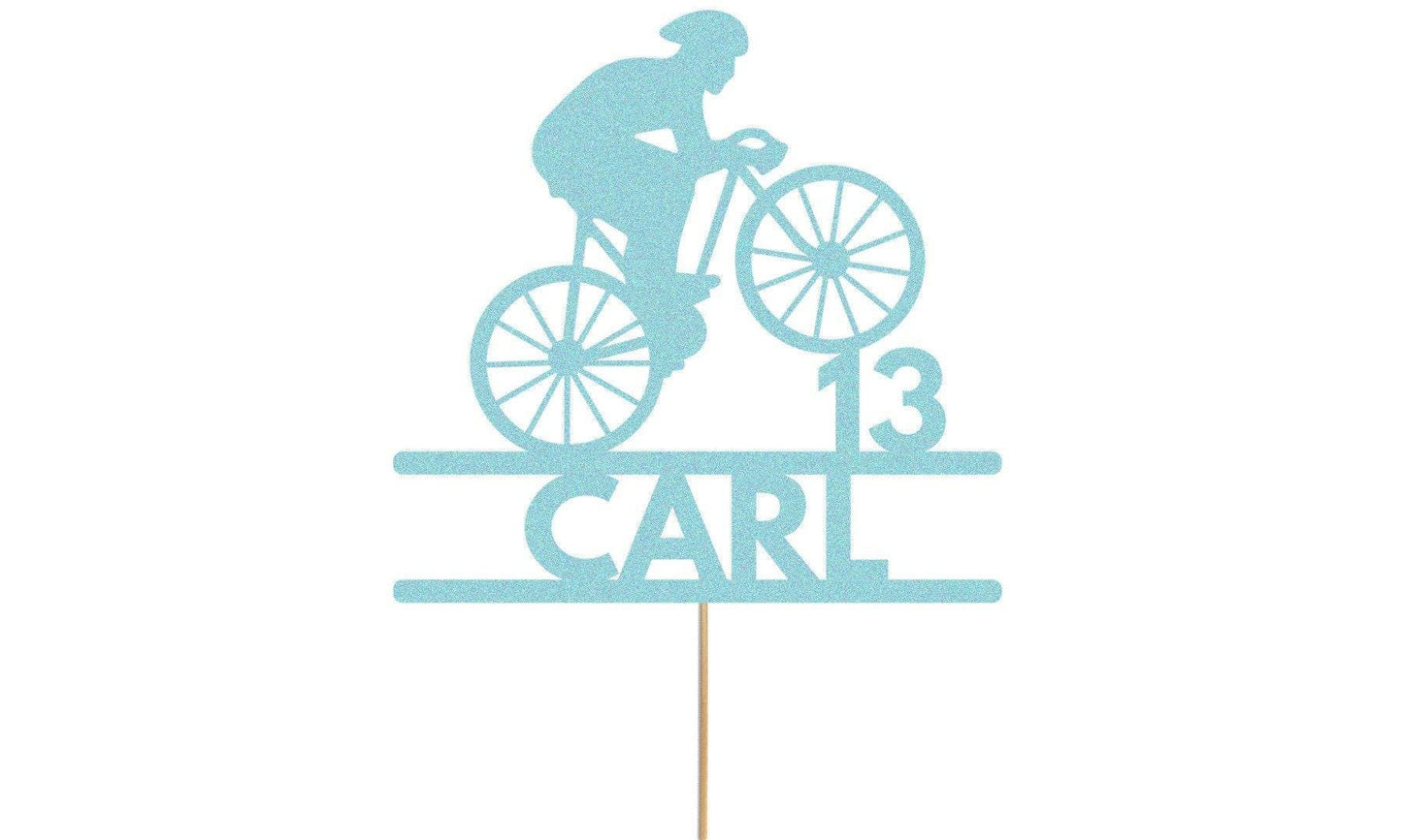 Personalised Glitter Bicycle Cake Topper: Cyclist Birthday Party Decor