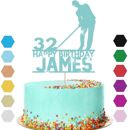 Personalised  Golfer Cake Topper Golf Golfing Birthday Cake Decoration Any Name & Age