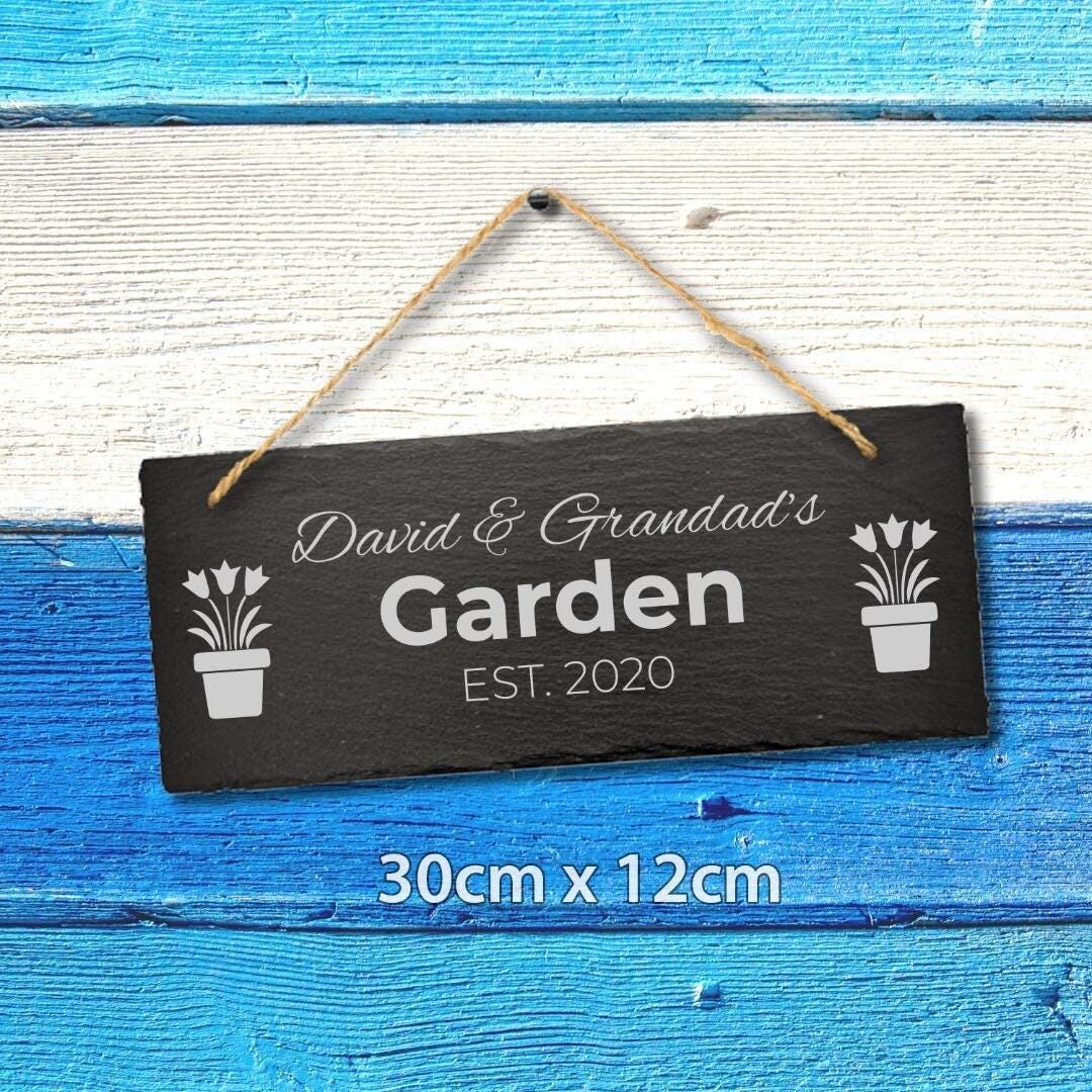 Personalised Slate Plaque Garden Sign Laser Engraved Stone
