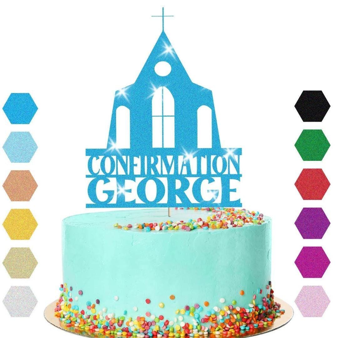 Personalised Church Confirmation Cake Topper Congratulation Birthday Cake Any Name