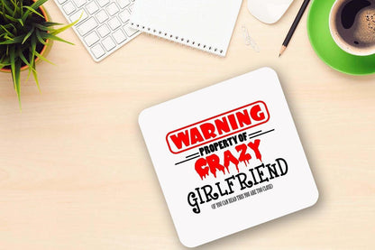 Funny Warning Property Of Crazy Girlfriend -  Novelty Mug & Coaster Coffee Tea Cup Office Gift