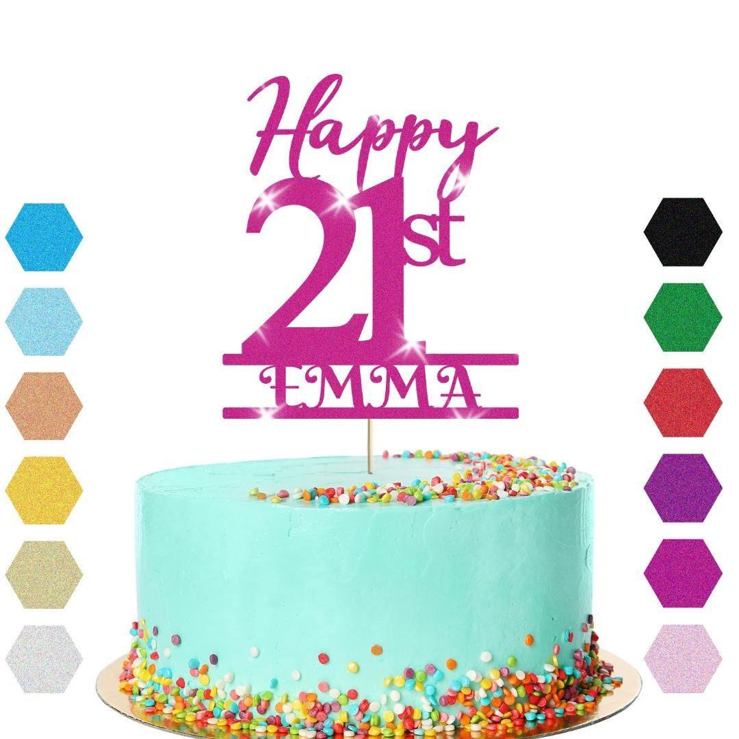 Personalised Name 21st Birthday Glitter Cake Topper Party Cake Decorations Gift