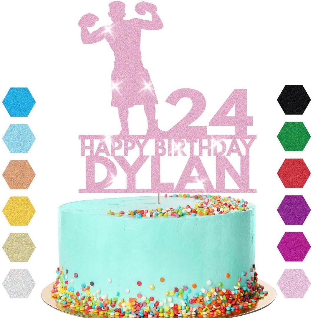 Personalised Boxing Birthday Cake Topper: Glitter Champion Decoration