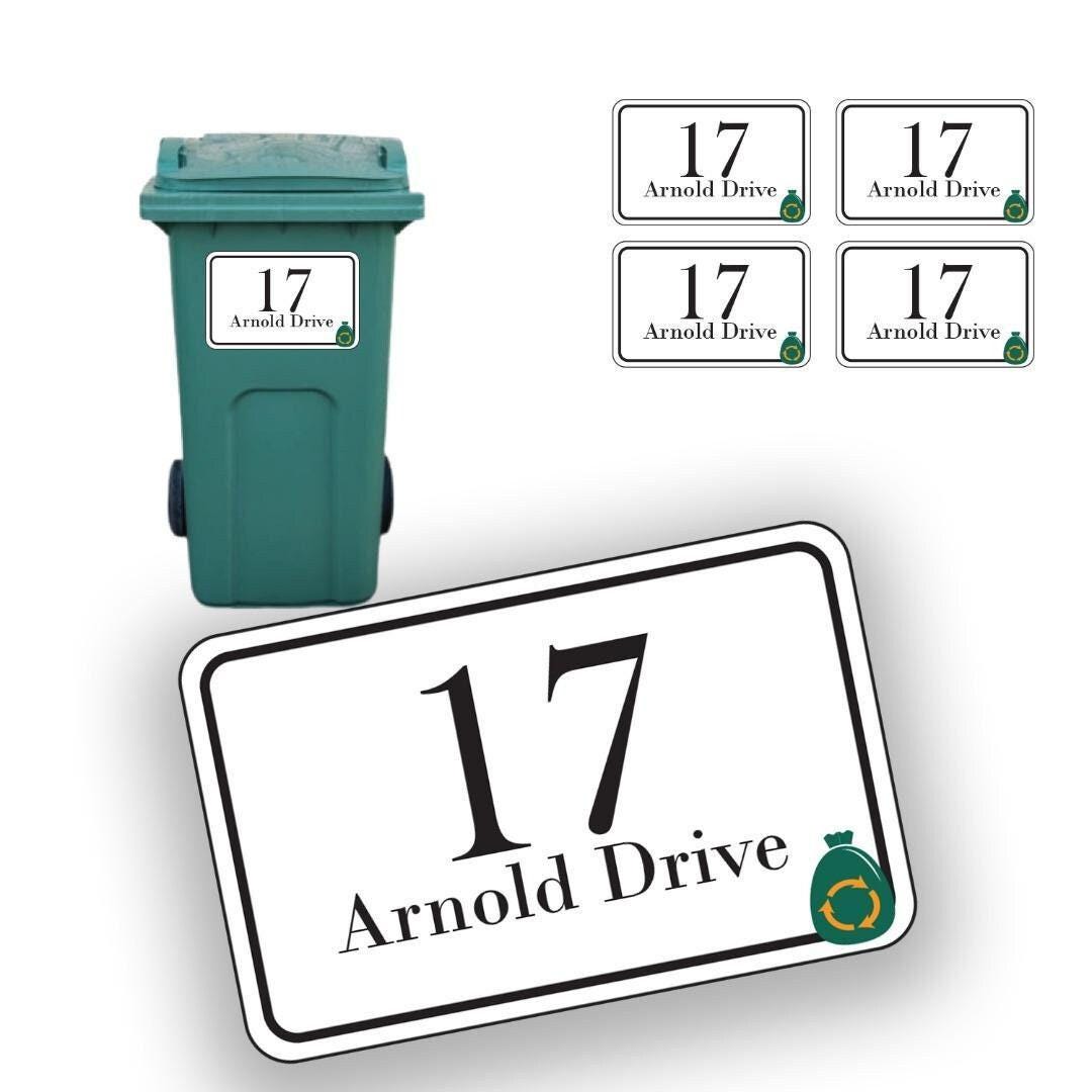 Personalised Wheelie Bin Sticker: Custom House Number & Street Name