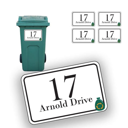 Personalised Wheelie Bin Sticker: Custom House Number & Street Name