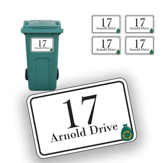 Personalised Wheelie Bin Sticker: Custom House Number & Street Name