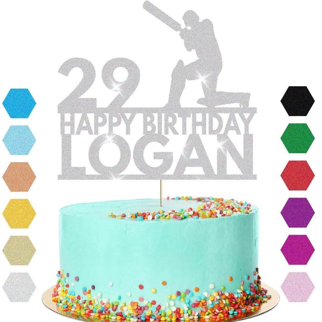 Cricket Cake Topper Personalised Batsman Birthday Cake Decoration Any Name Age