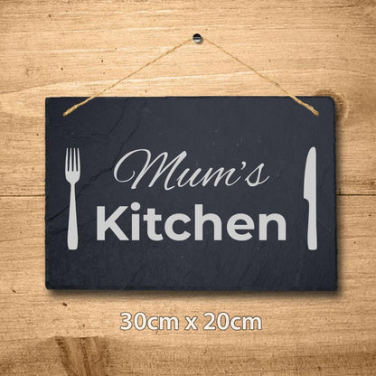 Personalised Slate Plaque Mum Mummy Kitchen Sign Laser Engraved Stone Art Gift