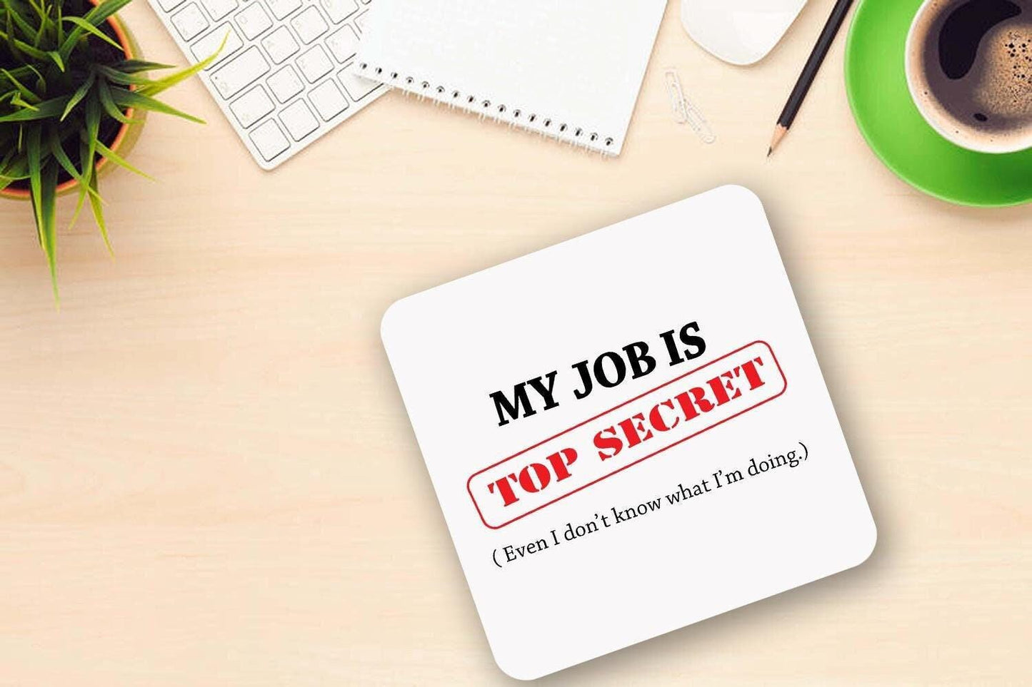 Top Secret Job Mug and Coaster Set: Funny Office Gift