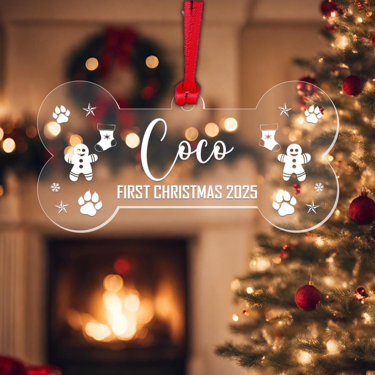 Personalised First Christmas Bauble Cat Dog Rabbit Fish Xmas Tree Hanging Decor Keepsake Gift