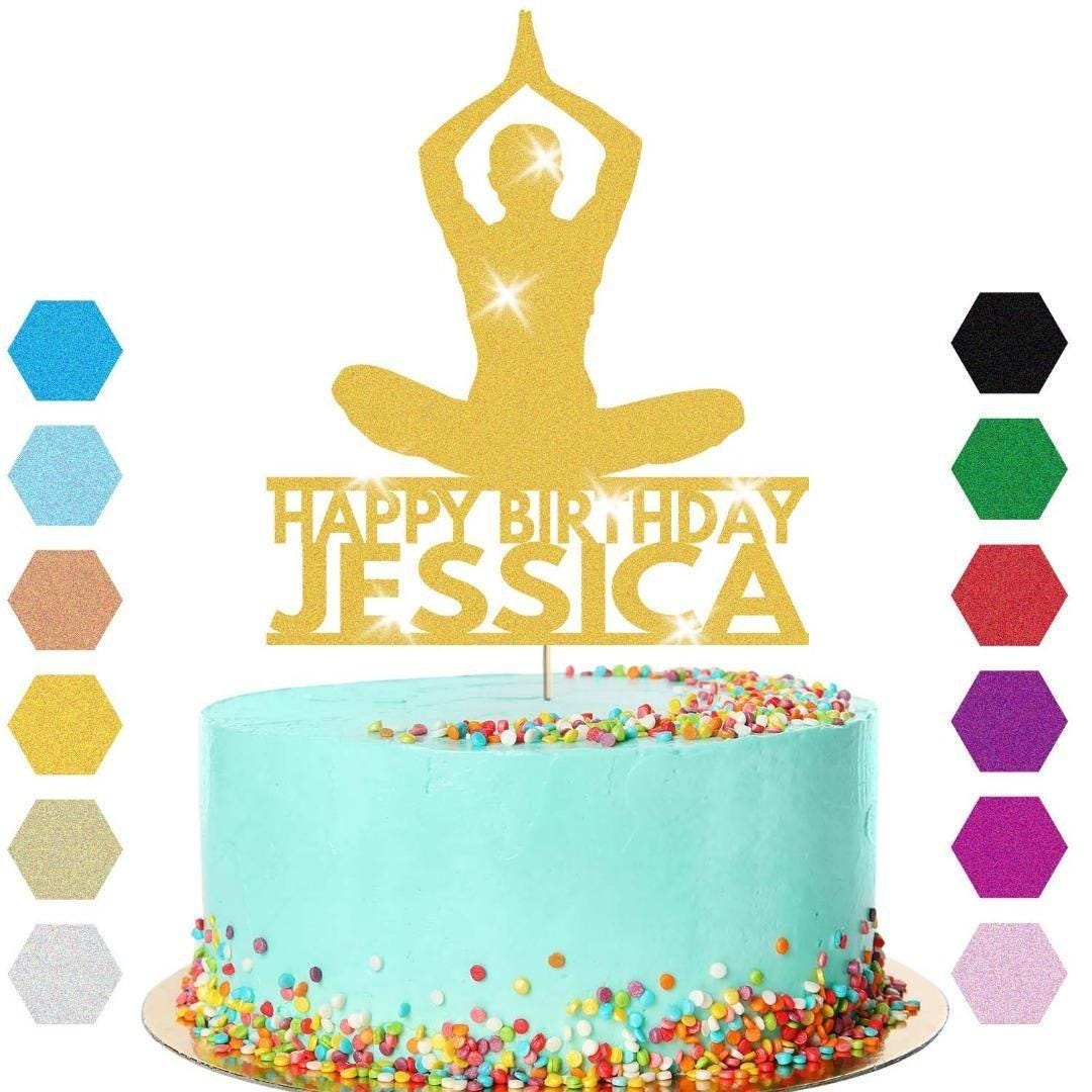 Yoga Cake Topper Personalised Girl Woman Birthday Cake Decoration Any Name & Age