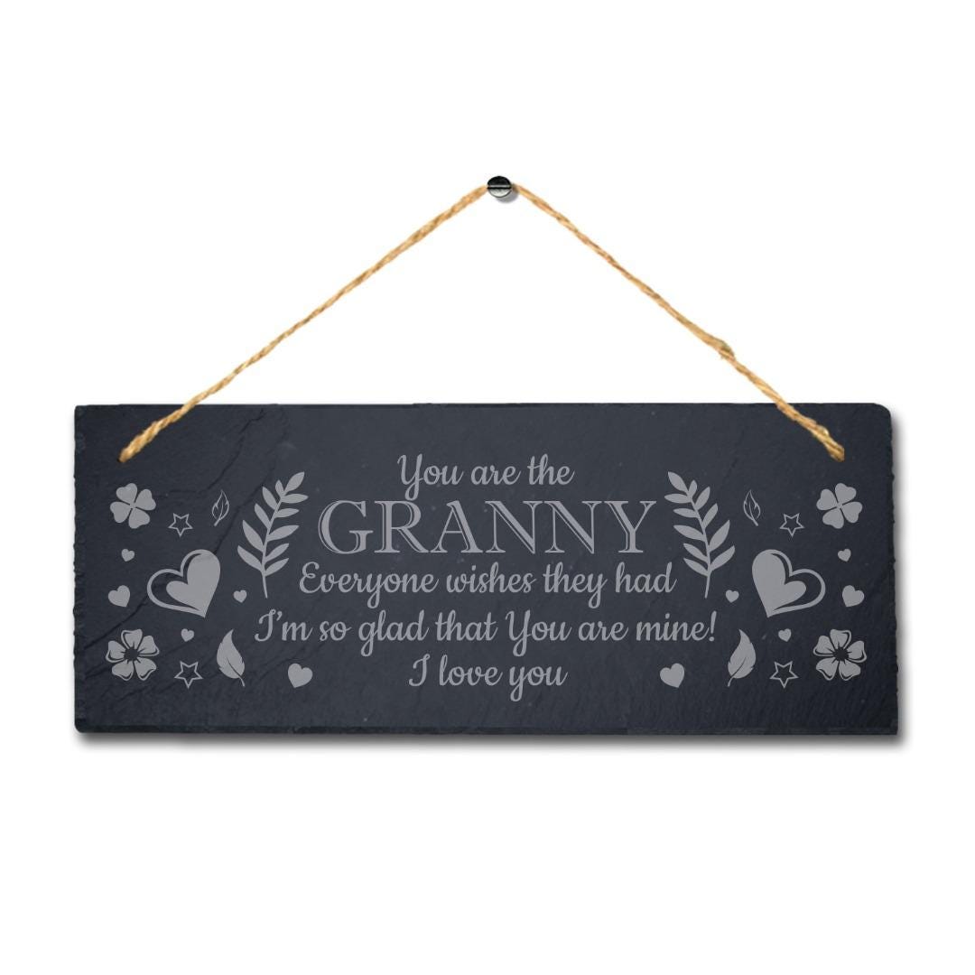 Engraved Slate Granny Plaque: Rustic Home Decor Sign