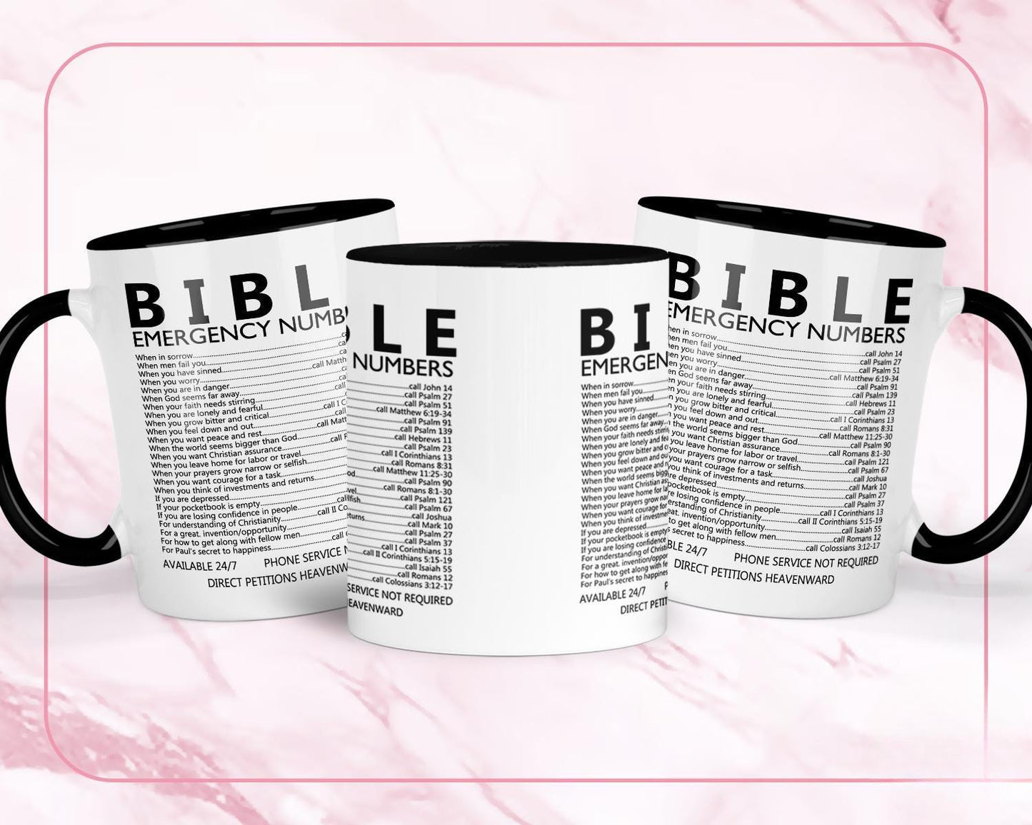 Bible Verse Mug & Coaster Gift Set: Christian Emergency Numbers