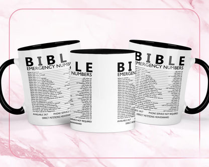 Bible Verse Mug & Coaster Gift Set: Christian Emergency Numbers