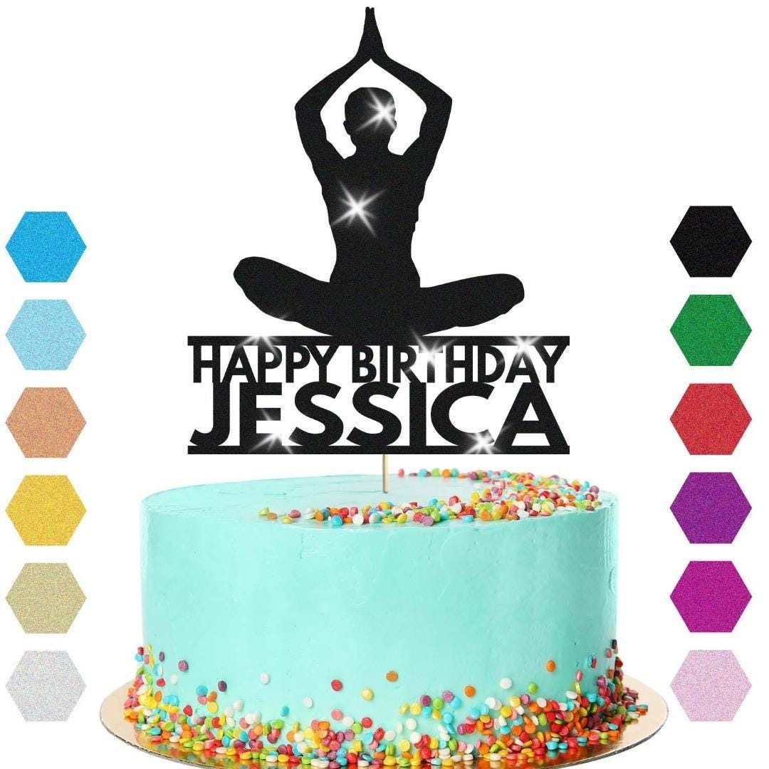 Yoga Cake Topper Personalised Girl Woman Birthday Cake Decoration Any Name & Age