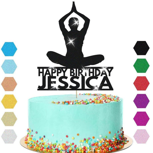 Yoga Cake Topper Personalised Girl Woman Birthday Cake Decoration Any Name & Age