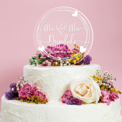 Personalised Wedding Cake Topper Engraved Acrylic Decoration Gift Any Names