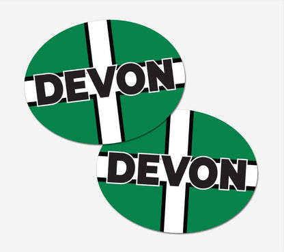 2 X Devon Car Stickers Union Flag Oval Self-adhesive Vinyl Car, Van, Lorry