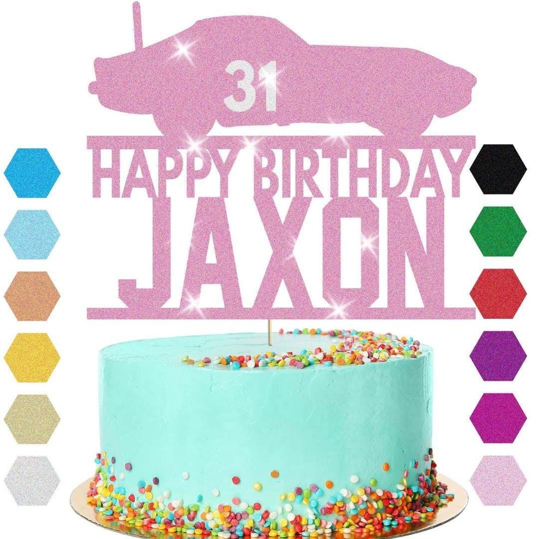 Personalised Glitter Card Racing Car Cake Topper: Birthday Decoration with Any Name and Age