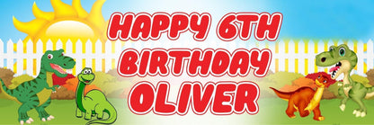 2 Personalised Green Dinosaur Birthday Celebration Banners Decoration Posters