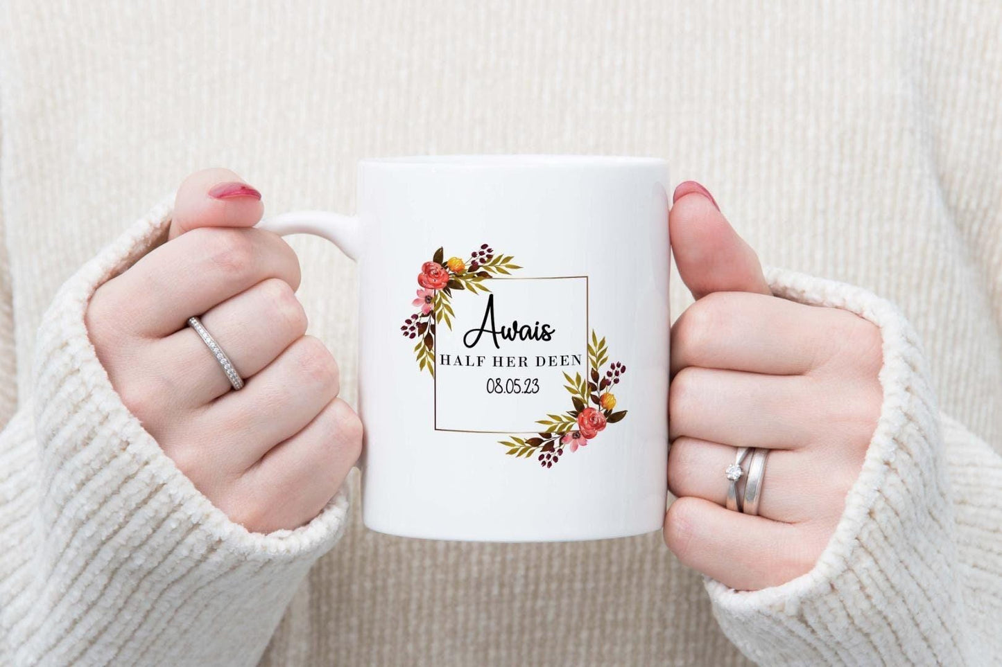 Personalised Islamic Wedding Mug Set: Couple Gift