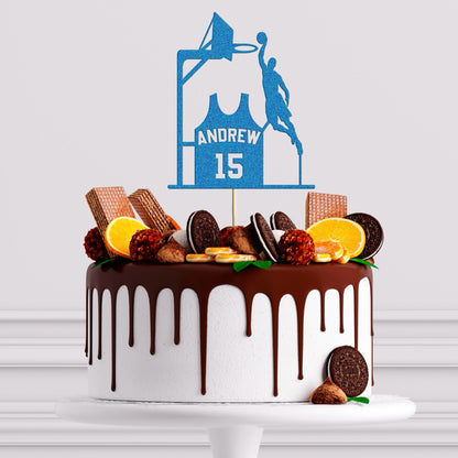 Personalised Basketball Player Cake Topper Any Name & Age Birthday Decoration