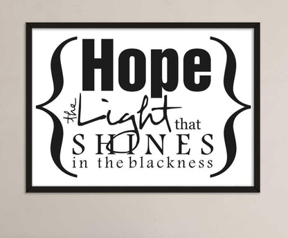 Hope The Light That Shine Motivational Positive Thought Quote Poster Print Wall