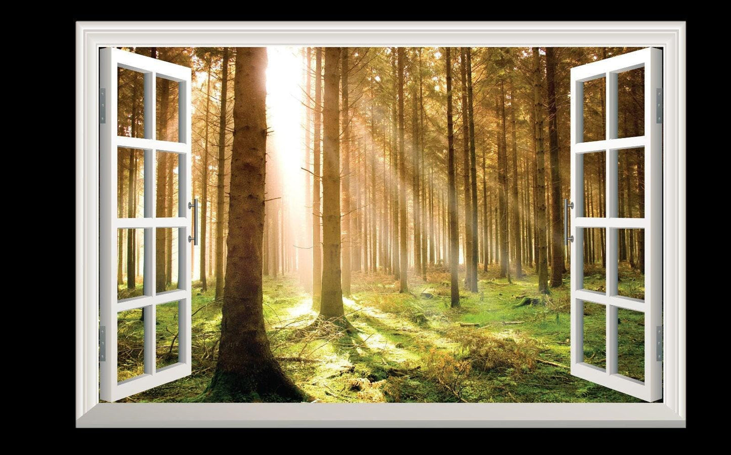 Forest Wall Sticker Dawn Woodland 3d Window View Effect Wall Decal Office Vinyl