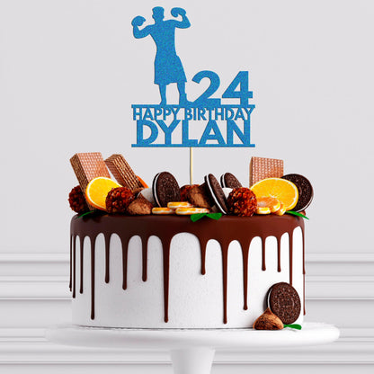 Personalised Boxing Cake Topper: Glitter Champion Decoration