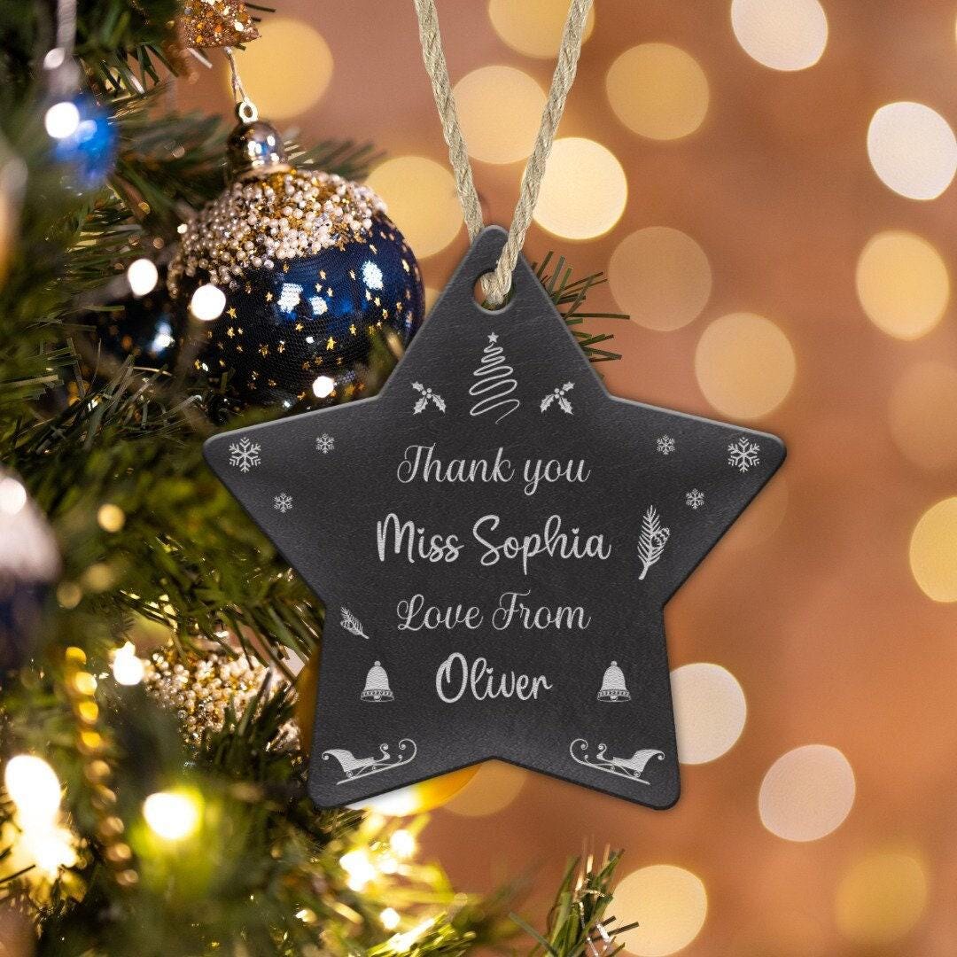 Personalised Thank You Teacher Christmas Ornament Star Hanging Tree Decor Xmas Keepsake Gift