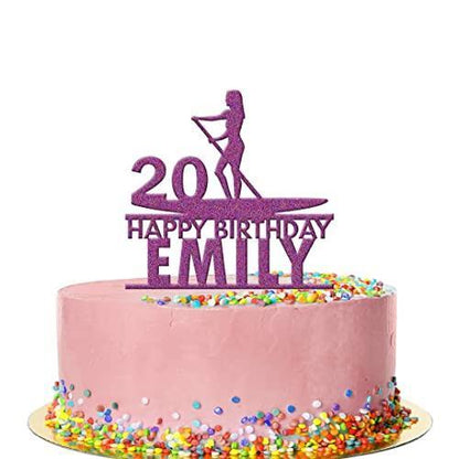 Personalised Acrylic Girls Paddle Boarding Birthday Cake Topper Decoration Gift