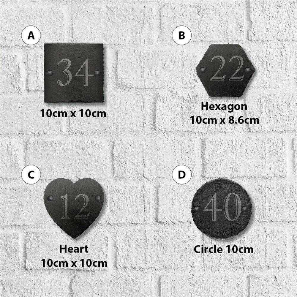 10cm Slate Personalised Door Number House Gate Sign Plaque Plate All Shapes