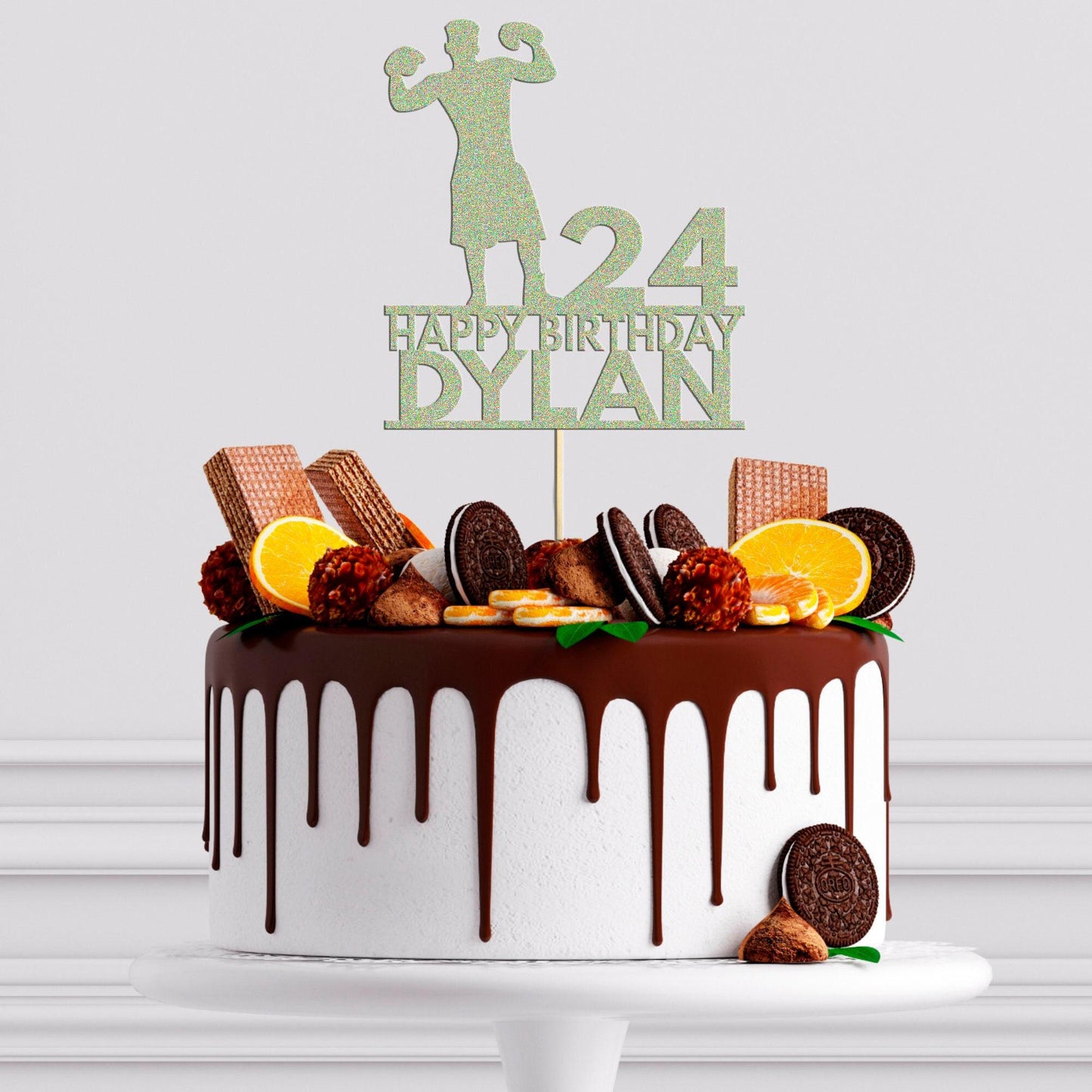 Personalised Boxing Cake Topper: Glitter Champion Decoration